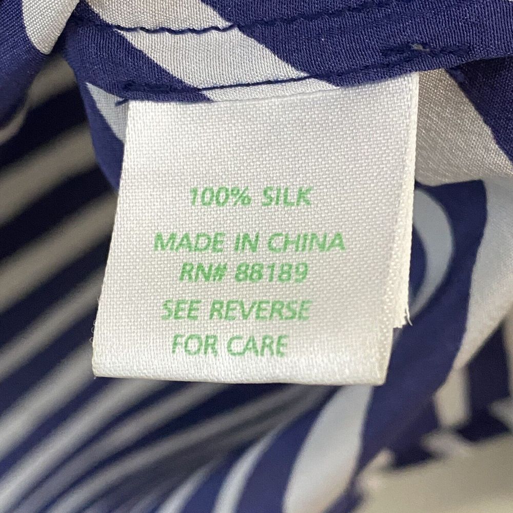 Lilly Pulitzer Blouse Top Womens Small Navy Shimmy Shell Elsa Silk - Picture 7 of 8